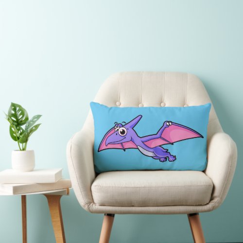 Cute Illustration Of A Flying Pterodactyl Lumbar Pillow