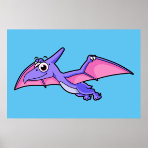 Cute Illustration Of A Flying Pterodactyl. Poster