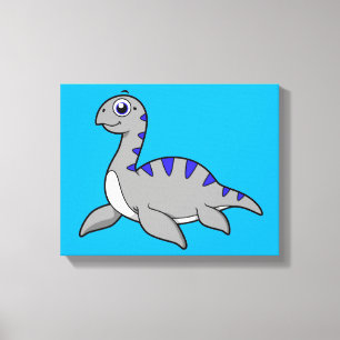 Cute Illustration Of A Loch Ness Monster. Canvas Print