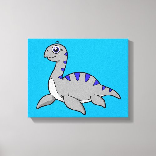 Cute Illustration Of A Loch Ness Monster Canvas Print