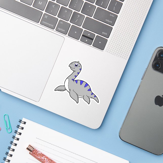 Cute Illustration Of A Loch Ness Monster. Sticker (Laptop w/ iPhone)
