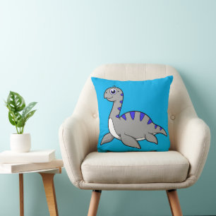 Cute Illustration Of A Loch Ness Monster. Throw Pillow