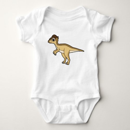 Cute Illustration Of A Pachycephalosaurus Dinosaur Baby Bodysuit