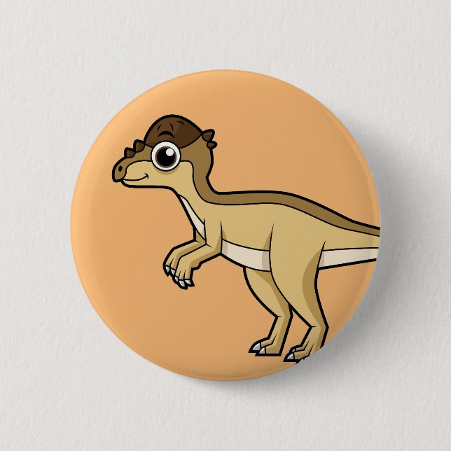 Cute Illustration Of A Pachycephalosaurus Dinosaur Button (Front)
