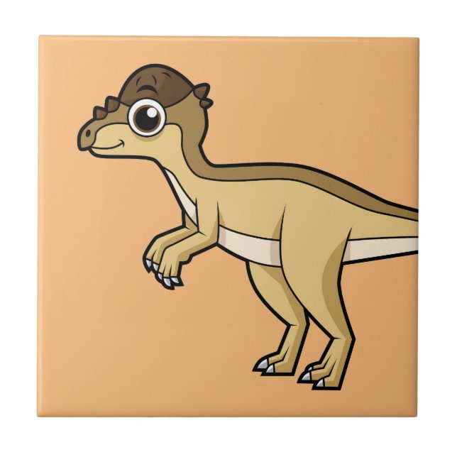 Cute Illustration Of A Pachycephalosaurus Dinosaur Ceramic Tile (Front)