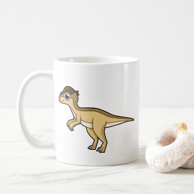 Cute Illustration Of A Pachycephalosaurus Dinosaur Coffee Mug (With Donut)