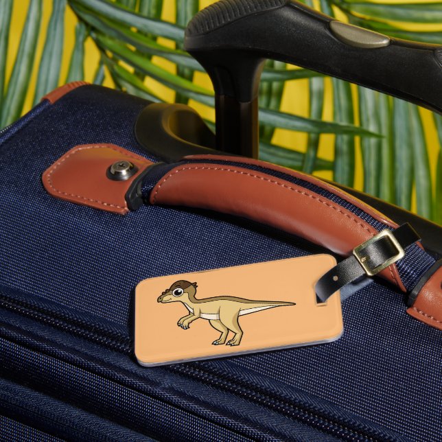 Cute Illustration Of A Pachycephalosaurus Dinosaur Luggage Tag (Front Insitu 3)