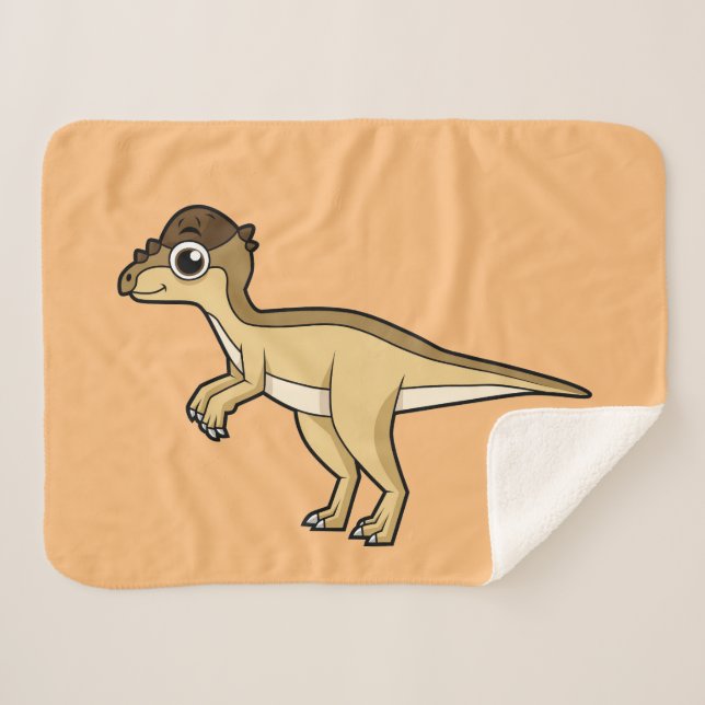 Cute Illustration Of A Pachycephalosaurus Dinosaur Sherpa Blanket (Front (Horizontal))
