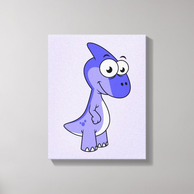 Cute Illustration Of A Parasaurolophus Dinosaur. 2 Canvas Print (Front)
