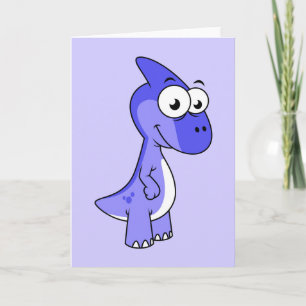 Cute Illustration Of A Parasaurolophus Dinosaur. 2 Card