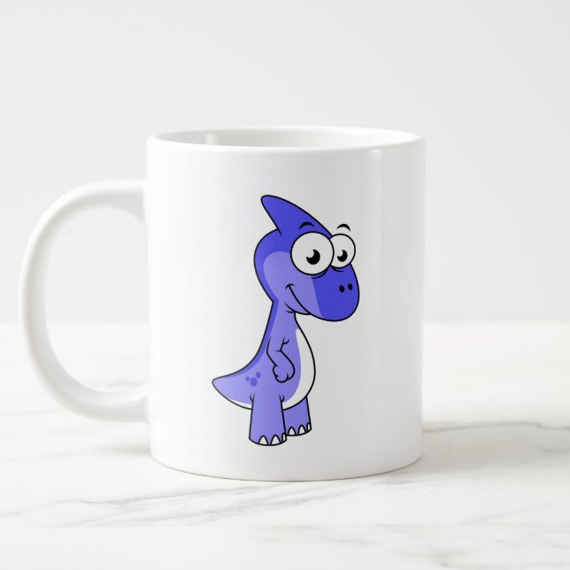 Cute Illustration Of A Parasaurolophus Dinosaur. 2 Giant Coffee Mug (Left)