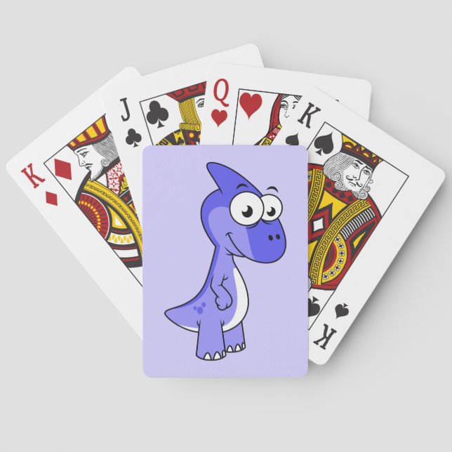 Cute Illustration Of A Parasaurolophus Dinosaur. 2 Poker Cards (Back)