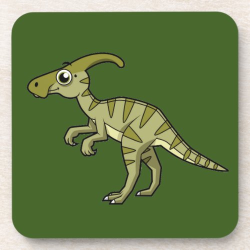 Cute Illustration Of A Parasaurolophus Dinosaur 3 Beverage Coaster