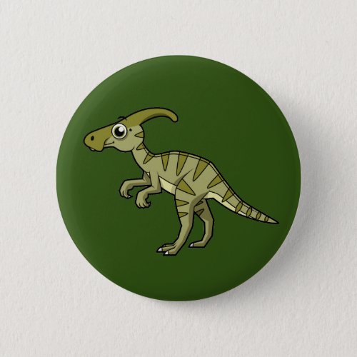 Cute Illustration Of A Parasaurolophus Dinosaur 3 Button