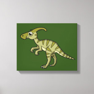 Cute Illustration Of A Parasaurolophus Dinosaur. 3 Canvas Print