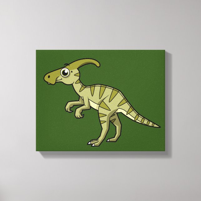 Cute Illustration Of A Parasaurolophus Dinosaur. 3 Canvas Print (Front)