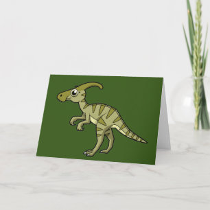 Cute Illustration Of A Parasaurolophus Dinosaur. 3 Card
