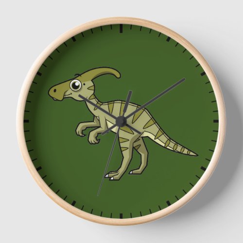 Cute Illustration Of A Parasaurolophus Dinosaur 3 Clock