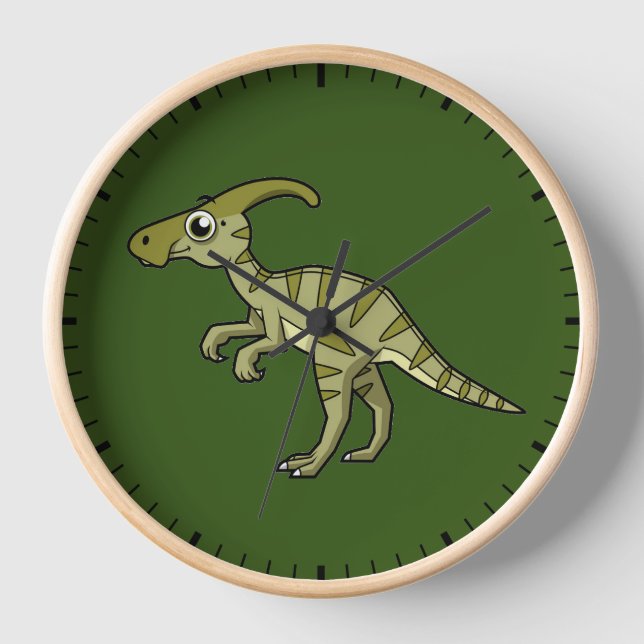 Cute Illustration Of A Parasaurolophus Dinosaur. 3 Clock (Front)