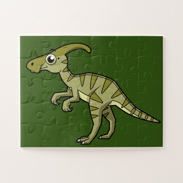 Cute Illustration Of A Parasaurolophus Dinosaur. 3 Jigsaw Puzzle (Horizontal)