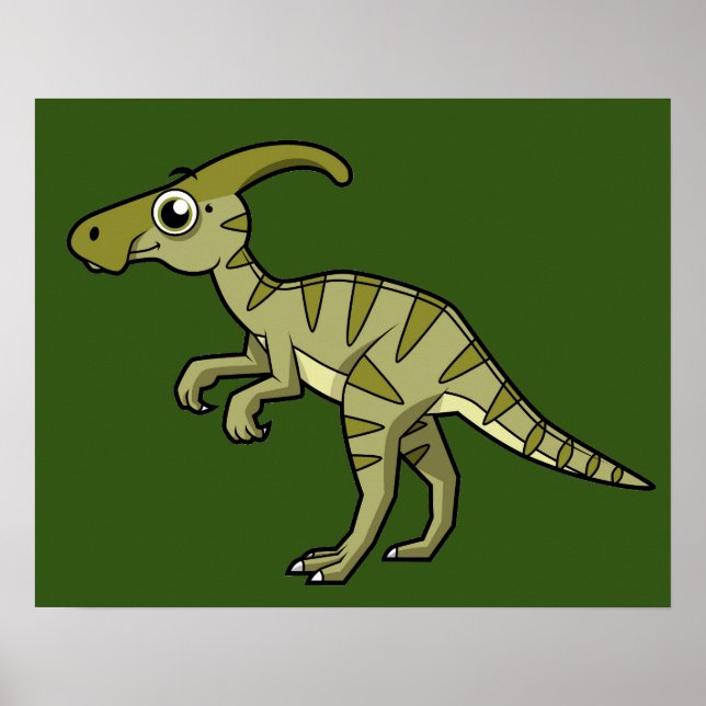 Cute Illustration Of A Parasaurolophus Dinosaur. 3 Poster (Front)