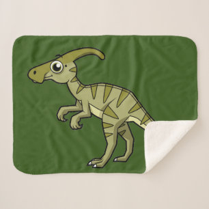 Cute Illustration Of A Parasaurolophus Dinosaur. 3 Sherpa Blanket