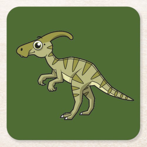 Cute Illustration Of A Parasaurolophus Dinosaur 3 Square Paper Coaster