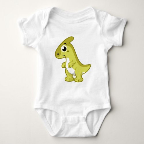 Cute Illustration Of A Parasaurolophus Dinosaur Baby Bodysuit