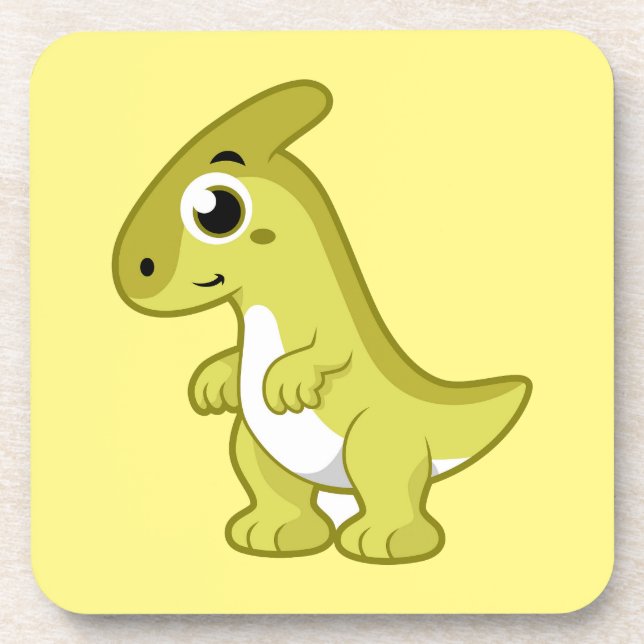 Cute Illustration Of A Parasaurolophus Dinosaur. Beverage Coaster (Front)