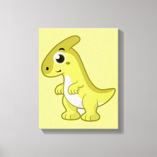 Cute Illustration Of A Parasaurolophus Dinosaur Canvas Print