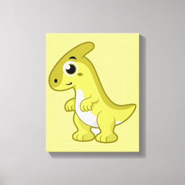 Cute Illustration Of A Parasaurolophus Dinosaur. Canvas Print (Front)