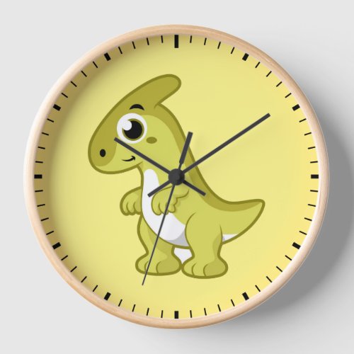 Cute Illustration Of A Parasaurolophus Dinosaur Clock