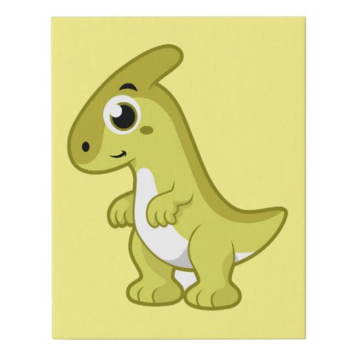 Cute Illustration Of A Parasaurolophus Dinosaur Faux Canvas Print
