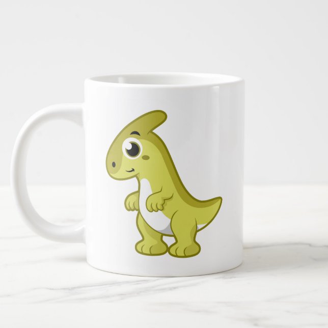 Cute Illustration Of A Parasaurolophus Dinosaur. Giant Coffee Mug (Left)