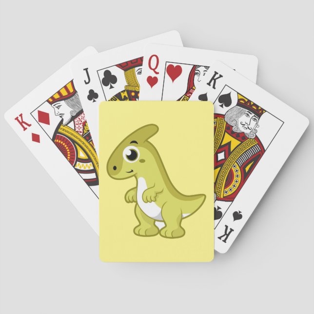 Cute Illustration Of A Parasaurolophus Dinosaur. Poker Cards (Back)