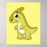 Cute Illustration Of A Parasaurolophus Dinosaur. Poster