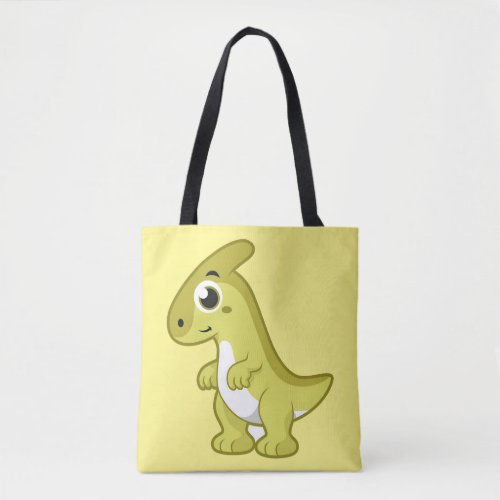 Cute Illustration Of A Parasaurolophus Dinosaur Tote Bag