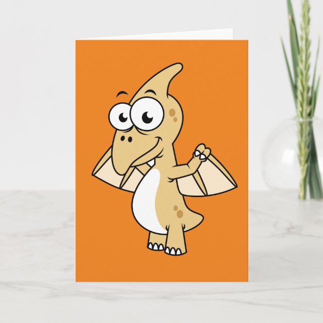 Cute Illustration Of A Pterodactyl. 2 Card (Front)