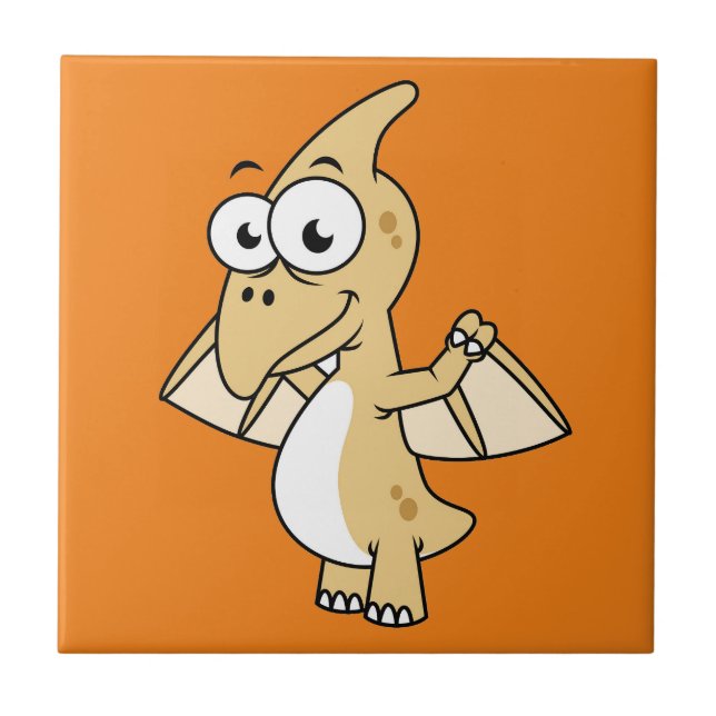 Cute Illustration Of A Pterodactyl. 2 Ceramic Tile (Front)