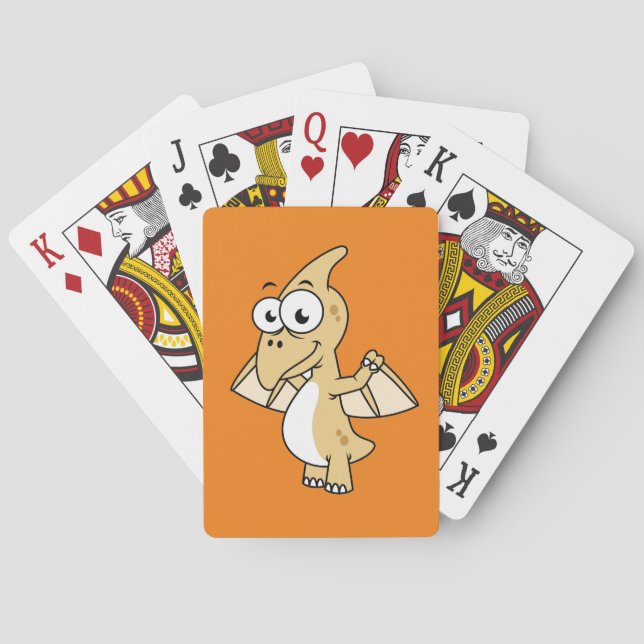 Cute Illustration Of A Pterodactyl. 2 Poker Cards (Back)