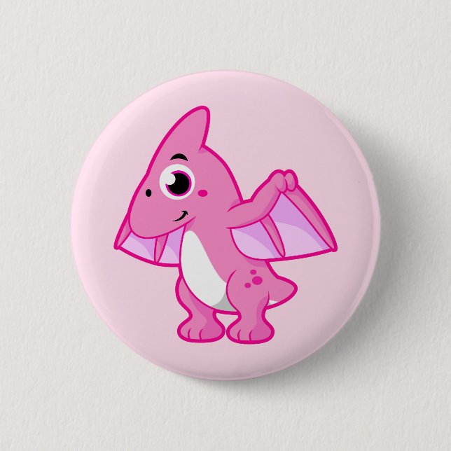 Cute Illustration Of A Pterodactyl. Button (Front)
