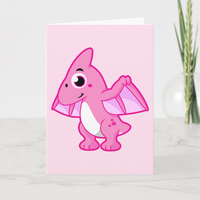 Cute Illustration Of A Pterodactyl. Card (Front)