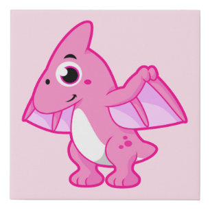 Cute Illustration Of A Pterodactyl. Faux Canvas Print