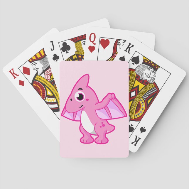 Cute Illustration Of A Pterodactyl. Poker Cards (Back)