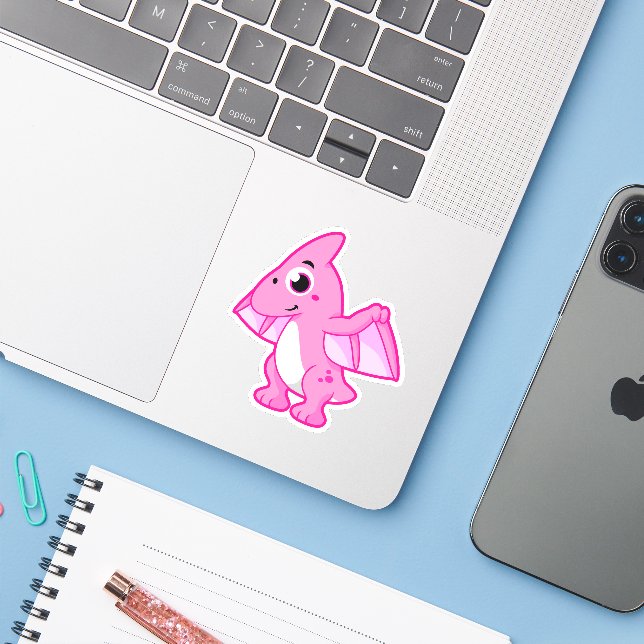 Cute Illustration Of A Pterodactyl. Sticker (Laptop w/ iPhone)