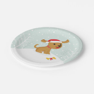 Cute Illustration Of a Puppy In The Snow Paper Plates