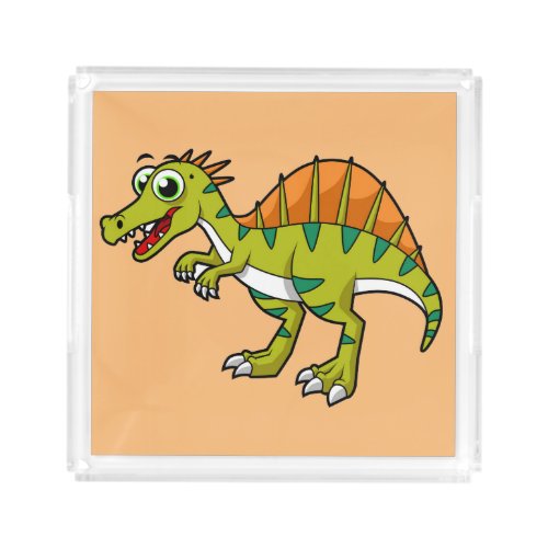 Cute Illustration Of A Smiling Spinosaurus Acrylic Tray