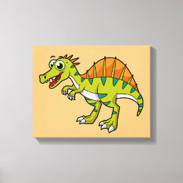 Cute Illustration Of A Smiling Spinosaurus. Canvas Print