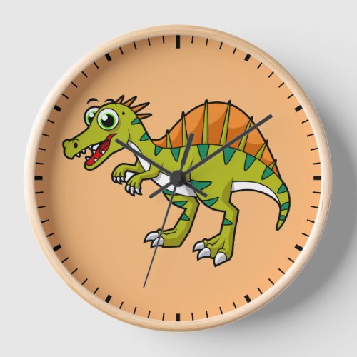 Cute Illustration Of A Smiling Spinosaurus Clock