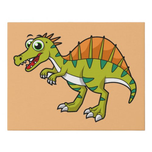 Cute Illustration Of A Smiling Spinosaurus Faux Canvas Print